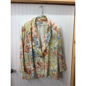 Requirements woman Vintage tropical Floral SingleButton resort Blazer Multicolor